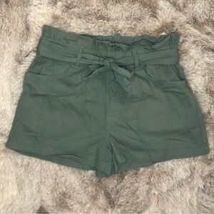 Indigo Rising Green High Waist Tie Belt Shorts NWOT
